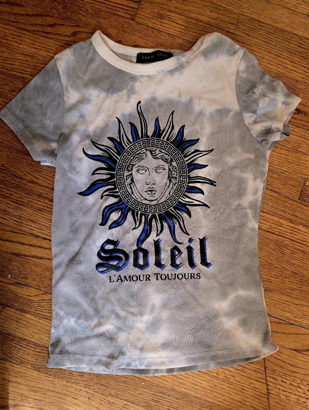 Stretchy Grey/White Tie-dye T Shirt Soleil L'amour Toujours Short Sleeve T Shirt